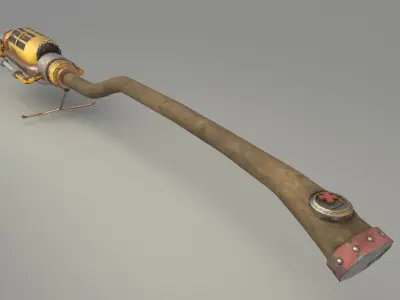 Steampunk Quidditch Broomstick - Textured - PBR Materials 3D model