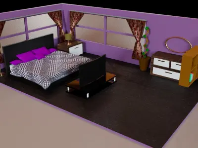 Low Poly Interior Low-poly 3D model
