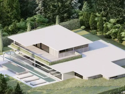 Forest villa-Casa Scene-Modern Villa 3D model 5