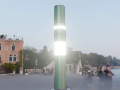 Low-Poly Moss Green Light Column 29 - Street Light Set-9 Low-poly 3D model