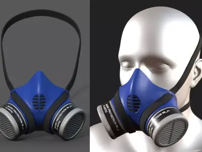 Gas mask helmet safety plastic studio mask  Low-poly 3D model