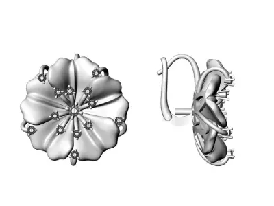 Designer earring with transform-flower  for cnc or  3D print model