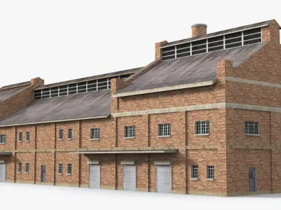 Factory x14 Low-poly 3D model