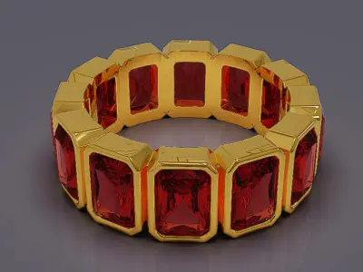 Bezel set radiant cut diamond eternity ring band 3D print model