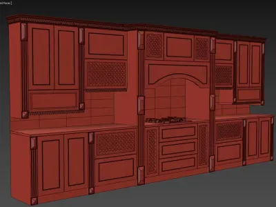 Kitchen with cabinets 3D model purchase