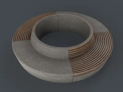 Modern Outdoor Bench 107 PBR Game Ready Low-poly 3D model