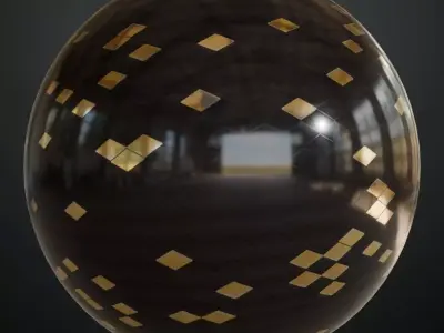 Luxury Glossy Black Tiles with Gold Diamond Inlays PBR Seamless Texture