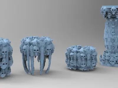 Secret cult scull gravity font sculptures 5 versions  3D model