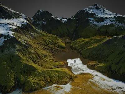 Iceland landscape - World Machine Low-poly 3D model