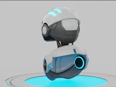 Robotic head  rigged - animated character 3D model