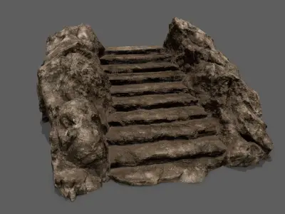Stairs rock Low-poly 3D model