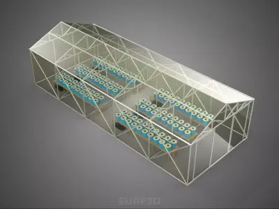 DUTCH BUCKET HYDROPONIC SYSTEM IN GREENHOUSE HOTHOUSE GLASSHOUSE 3D model