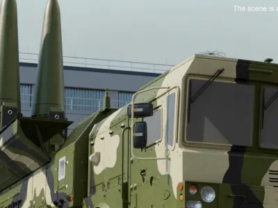  Iskander SS-26 Stone in Camouflage Colored Rigged for Cinema 4D 