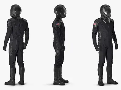Sci-Fi Space Suit Black Rigged 3D model