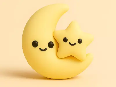 Cute Moon and Star Duo 3D print model