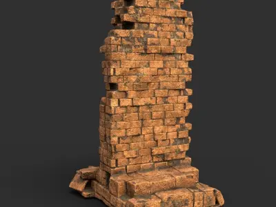 Low poly Ruin Medieval Construction 200604 B Low-poly 3D model