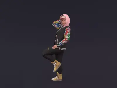 HipHop Girl Rigged 3D Modle Low-poly 3D model