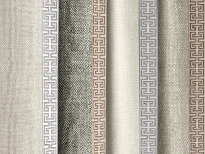 Curtains 136 Kvadrat Artic SAMUEL SONS ATHINA EMBROIDERED BORDER 3D model