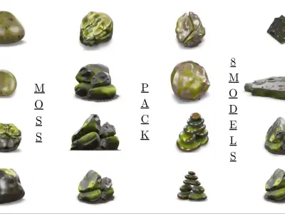  ROCK PACK  MEGA 48 Realistic Environment Rocks Low-poly 3D model
