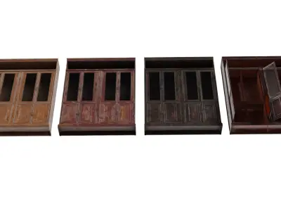 Wooden Book Cabinet Low-poly 3D model