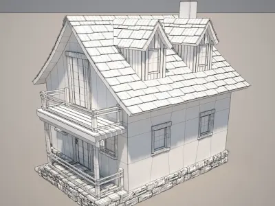 Cartoon Medieval House 08 3D model