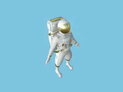 Astronaut Outfit 07 - White Gold - Character Design Fashion Low-poly 3D model