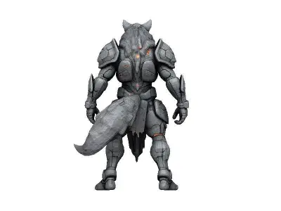 Wolf Cyborg Low-poly 3D model