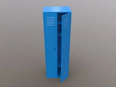 PBR School Gym Locker 09 - Blue Light Low-poly 3D model