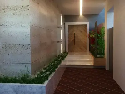 3D Model Compact Modern House with Small Front Garden Low-poly 3D model