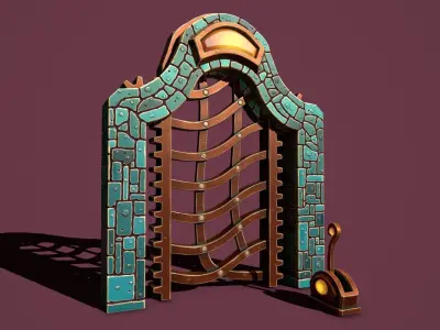 Fantasy gate Low-poly 3D model