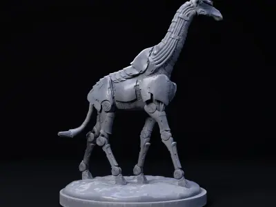 Giraffe mecha robot 32mm scale pre-supported animal 3D print model