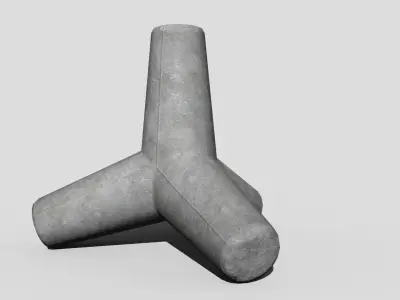 Tetrapod set concrete sculpture Low-poly 3D model