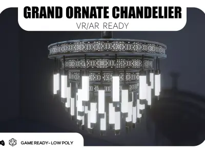 Grand Chandelier - Game Ready Low-poly 3D model