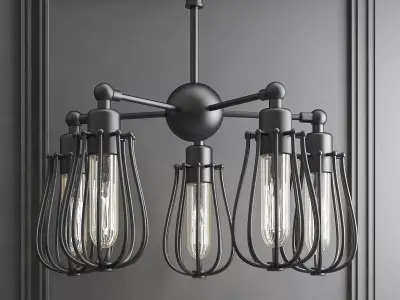 Industrial LOFT IRON PIPE Ceiling Pendant Lights 3D model