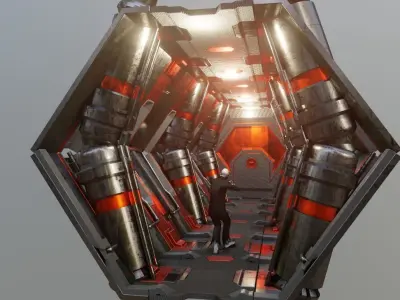 well made scifi corridor  Low-poly 3D model