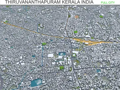 Thiruvananthapuram Kerala India 35km AI Low-poly 3D model