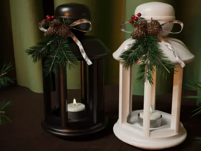 Cristmas flashlights with candles 3D model