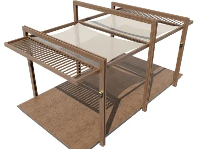 Pergola outdoor canopy with wooden frame 3D model