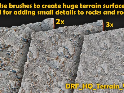 Ultra HQ Terrain Seamless Sculpt Zbrush brushes and Alphas Vol5 3D model