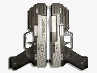 Sci Fi Gun Low-poly 3D model 10