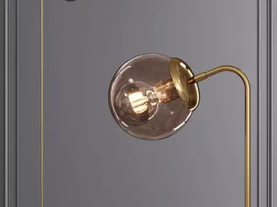 Modo Floor Lamp Brushed Brass and Smoke Glass 3D model
