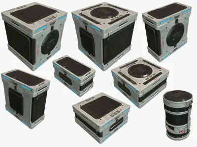 Sci Fi Boxes Low-poly 3D model purchase