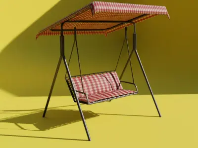 Modern Garden Swing  Patio Bench 3D Model 3D model