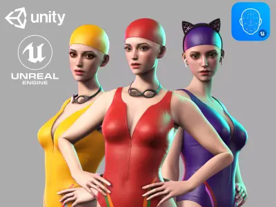 Streetwear Girl 3-12 - School Wear Girls Pack Game-Ready Low-poly 3D model