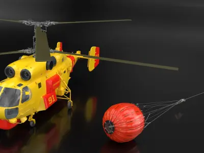  Rescue Firefighting Helicopter with Bucket Yellow 