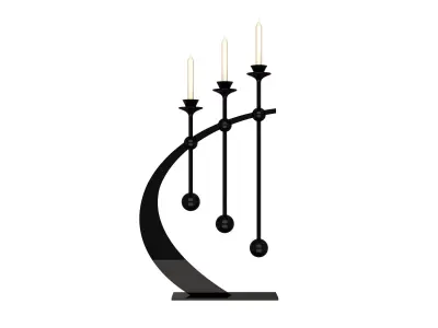 Candlesticks three metal candle holders Low-poly 3D model