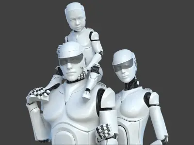  Cyborg Robot Family Rig 