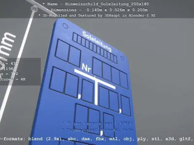 SoleleitungHinweisschild Soleleitung 200x140mm Low-poly 3D model