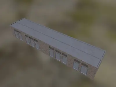 Warehouse brick building Low-poly 3D model