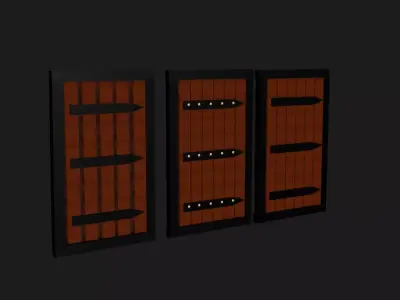 Doors three wooden shutters 3D model